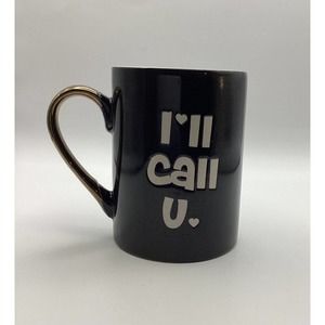 I’ll Call U ❤ - Black White Ceramic Mug with Gold Handle